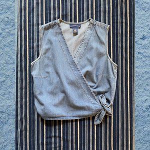 Denim Sleeveless Wrap Top
